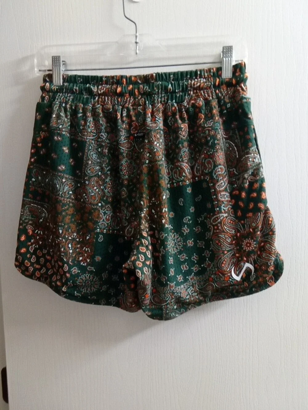 Green Paisley Athletic Drawstring Shorts